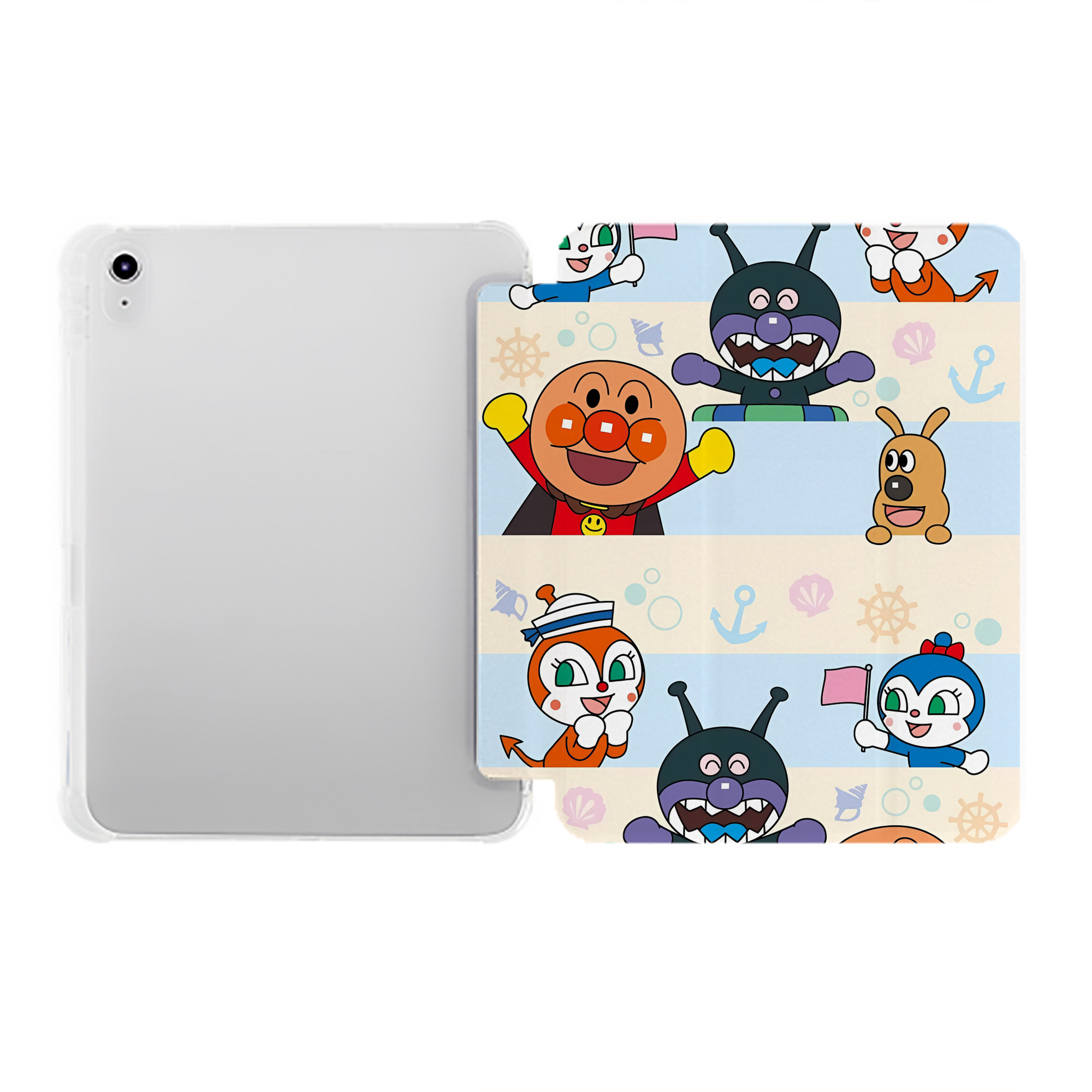 （画像用） アンパンマン Anpanman IPad ケース ペン収納付き 三つ折りスタンド PUレザー×シリコン 対応機種9.5/10.5/10.9インチ